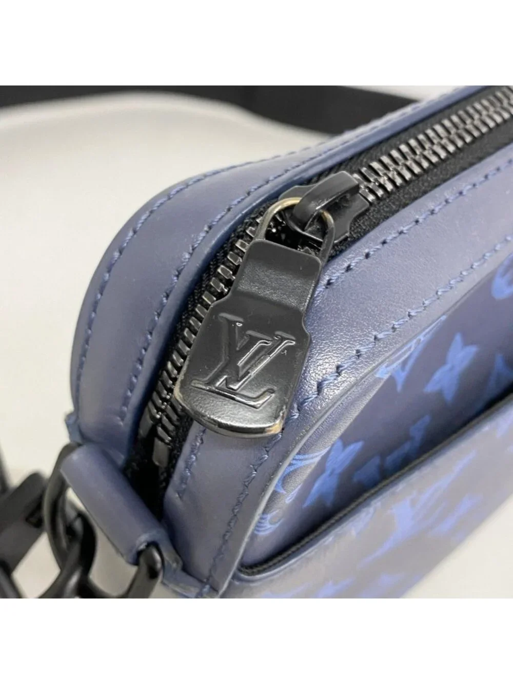 Louis Vuitton Shoulder Bag Monogram Shadow Duo Messenger Navy